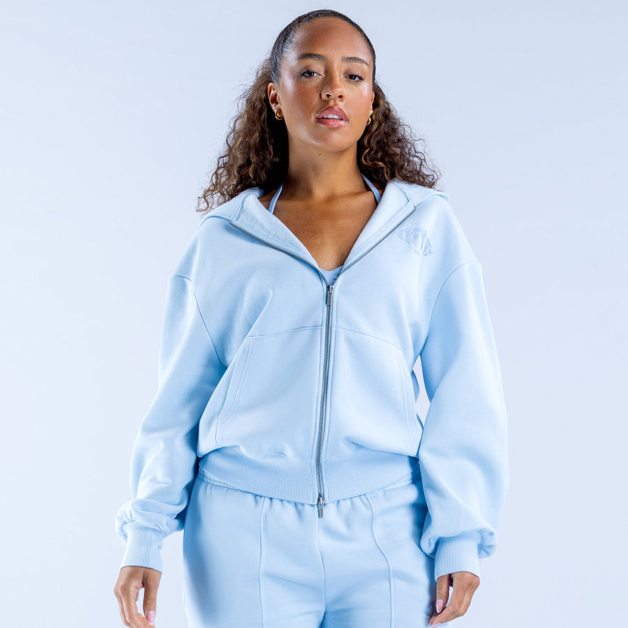 Sweat zippé imprimé Revive Bleu craie