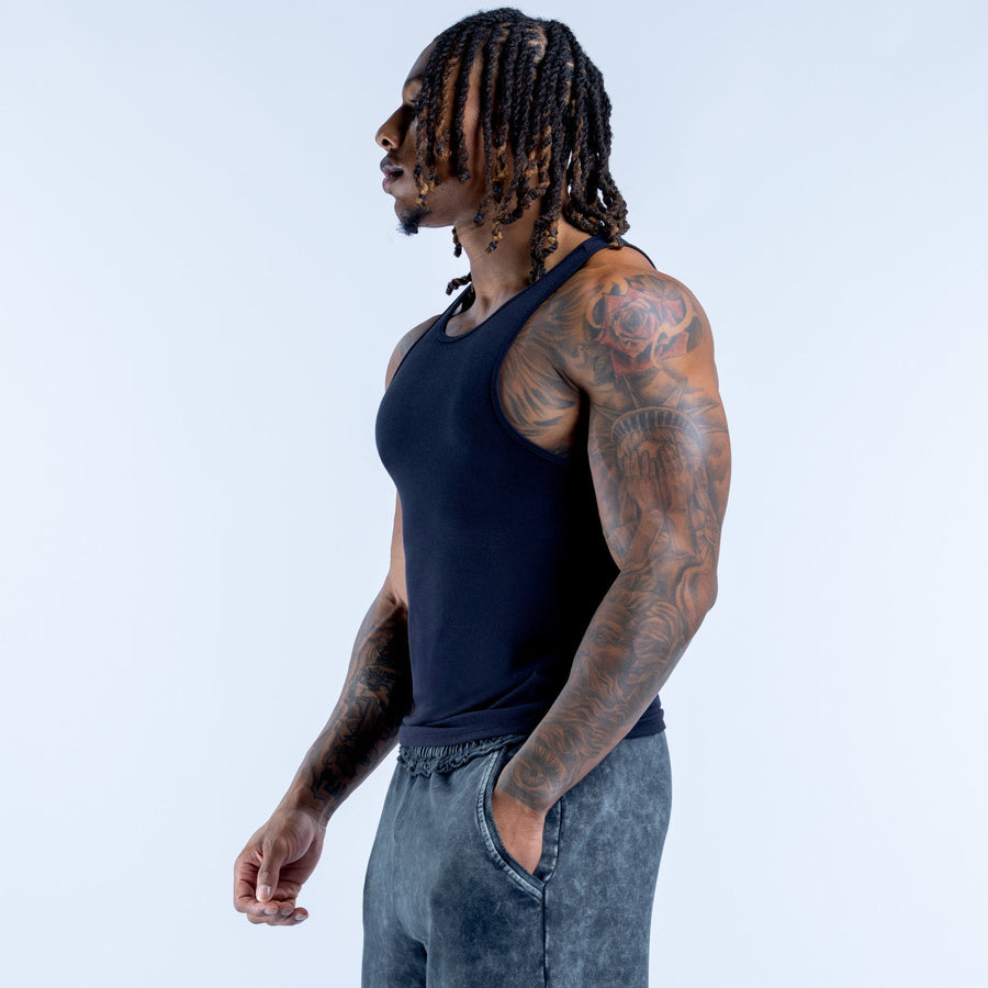 Débardeur côtelé Recharge Noir minuit