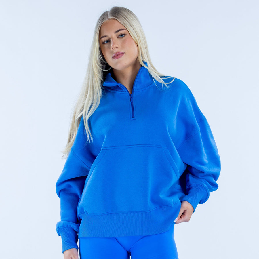 Sweat quart de zip Signature Bleu électrique