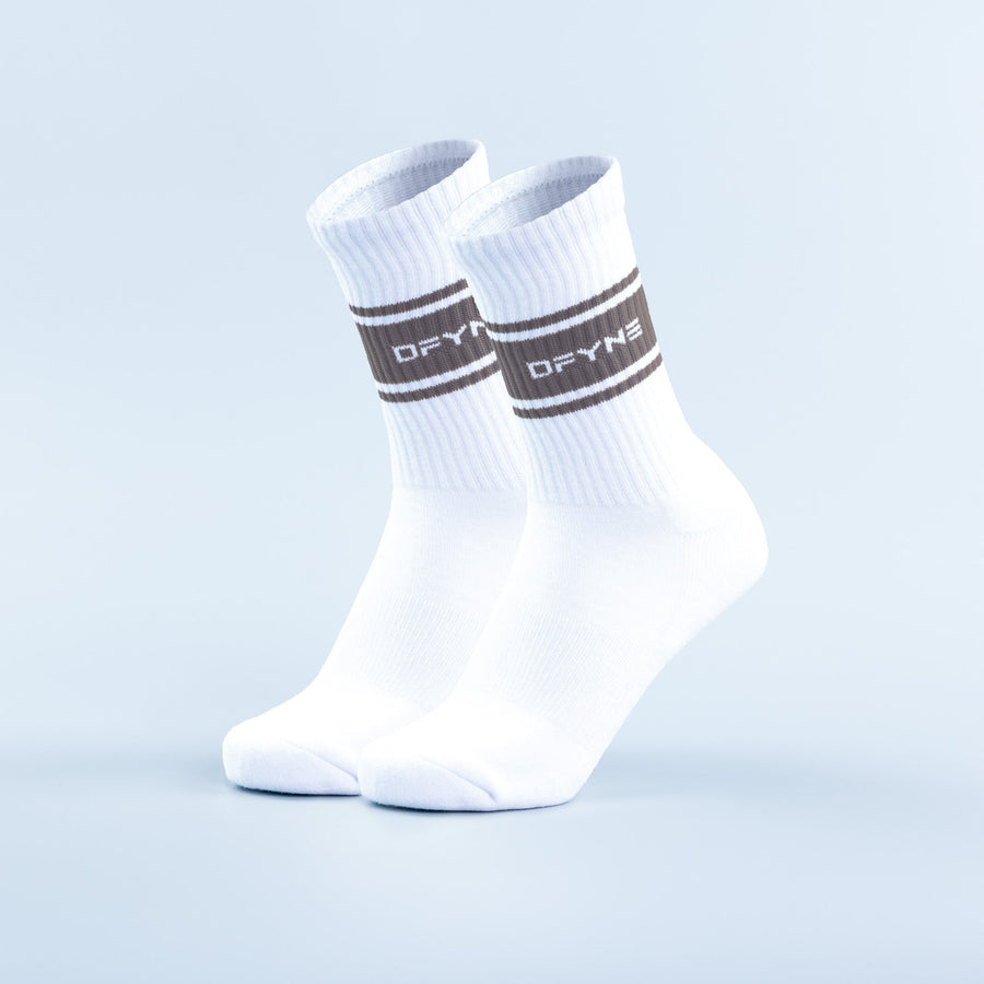 Chaussettes mi-hautes à rayures Blanc optique / Détail truffe