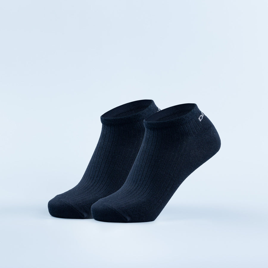 Chaussettes basses Luxe Noir minuit / Détail blanc optique