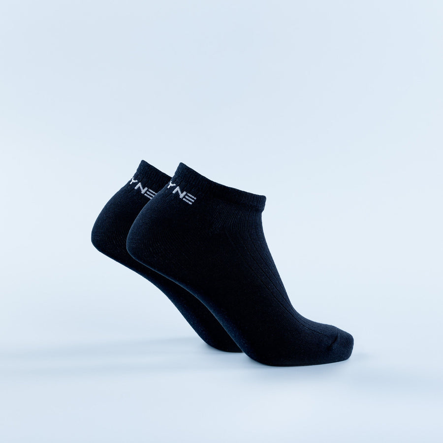 Chaussettes basses Luxe Noir minuit / Détail blanc optique