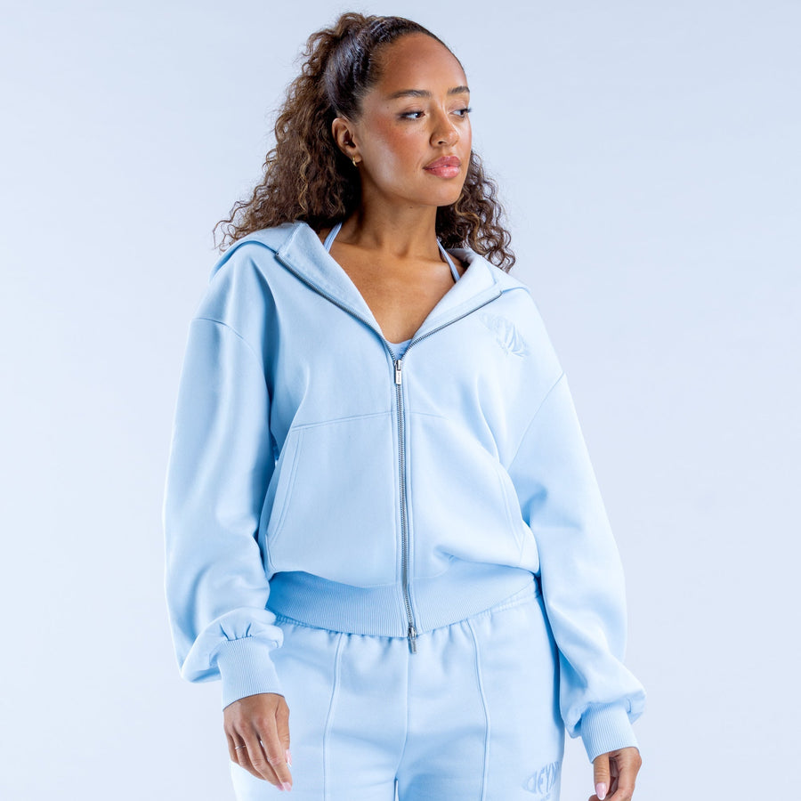 Sweat zippé imprimé Revive Bleu craie