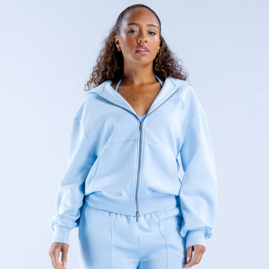 Sweat zippé imprimé Revive Bleu craie