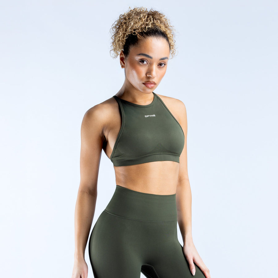 Brassière col haut dos ouvert Dynamic Olive