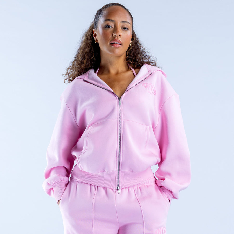 Sweat zippé imprimé Revive Rose pâle