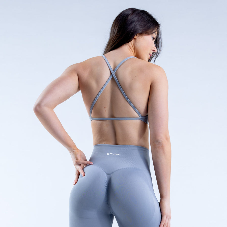 Brassière col haut dos ouvert Dynamic Gris pierre clair