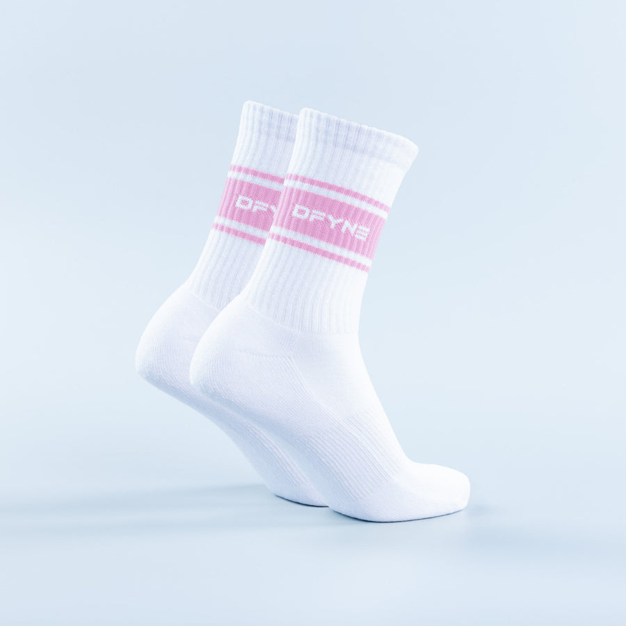 Chaussettes mi-hautes à rayures Blanc optique / Rose pâle