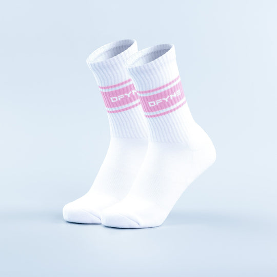 Chaussettes mi-hautes à rayures Blanc optique / Rose pâle