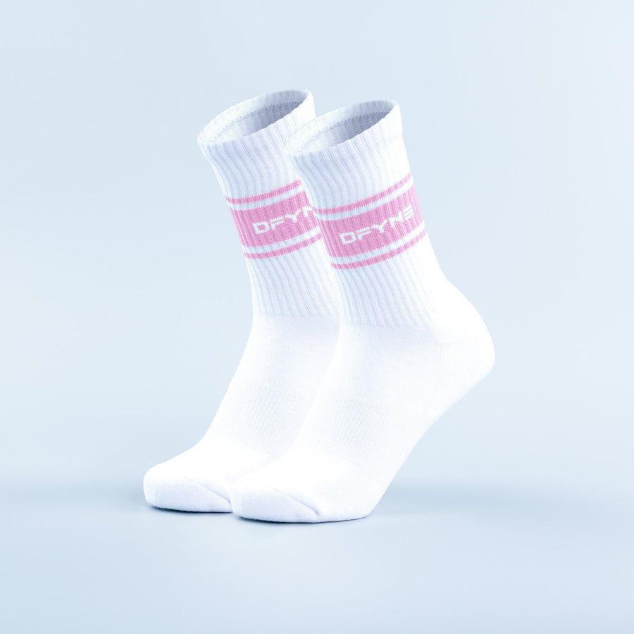 Chaussettes mi-hautes à rayures Blanc optique / Rose pâle