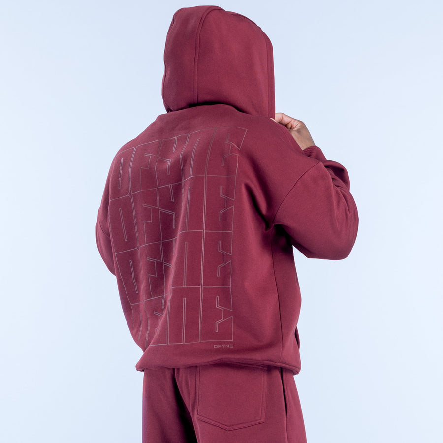 Sweat à capuche imprimé Recharge Bordeaux