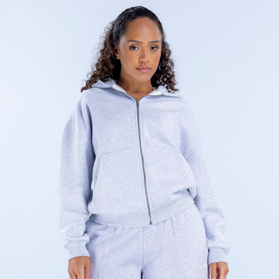 Sweat zippé à capuche Revive Gris chiné