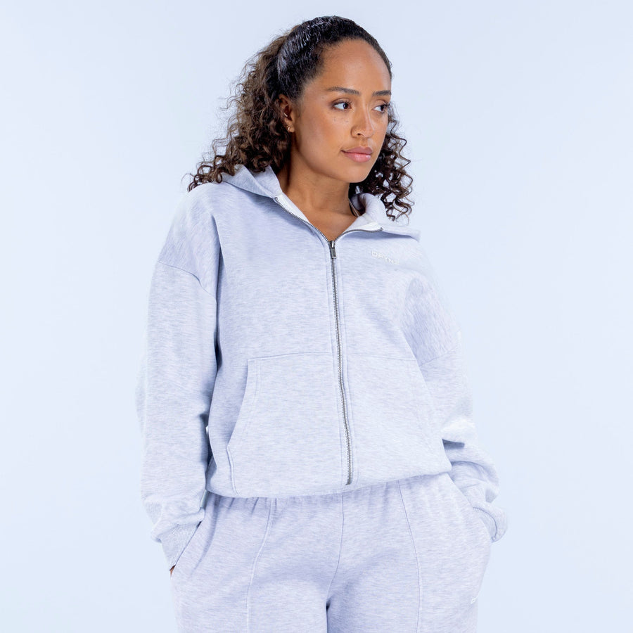 Sweat zippé à capuche Revive Gris chiné