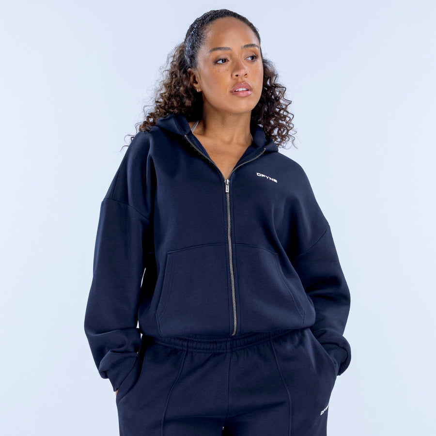 Sweat zippé à capuche Revive Marine